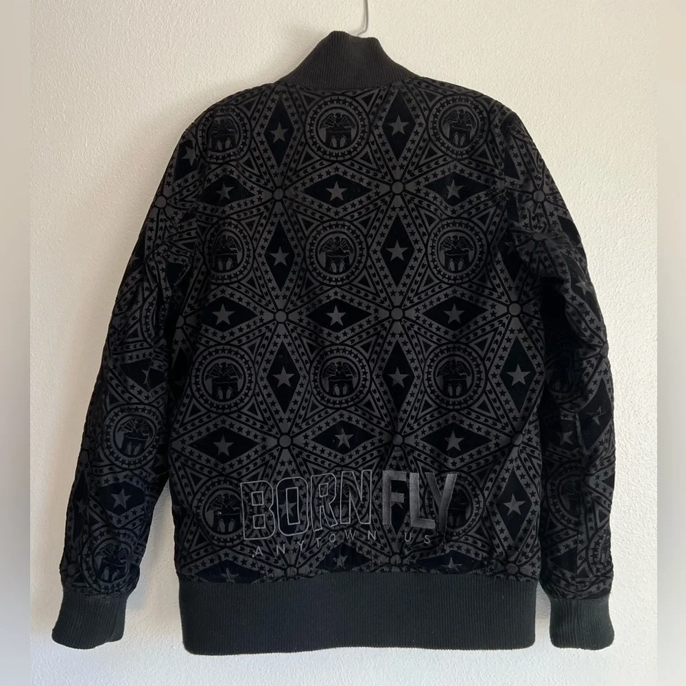 Born Fly Mens Born Fly Anytown USA Black Bomber Jacket‎ Size Medium